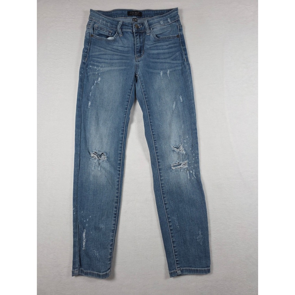 Judy Blue Shredding Up My Life Distressed Skinny Jeans Size 3/26 Medium Wash